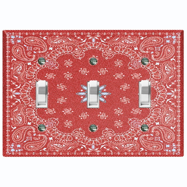 Red Paisley Printed Electrical Double Outlet with matching Wall Plate Red Paisley Printed Electrical Double Outlet with matching Wall Plate